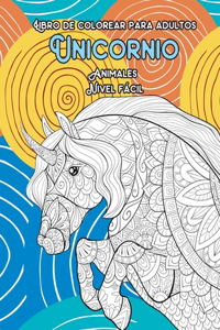 Libro de colorear para adultos - Nivel fácil - Animales - Unicornio