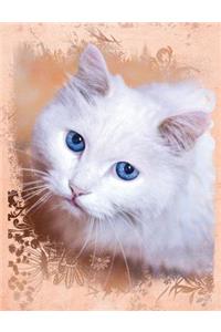 White Cat Composition Notebook, Wide Ruled