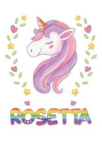 Rosetta: Rosetta Notebook Journal 6x9 Personalized Gift For Rosetta Unicorn Rainbow Colors Lined Paper