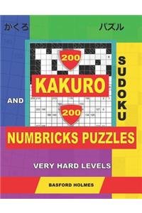200 Kakuro sudoku and 200 Numbricks puzzles very hard levels.