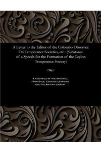 A Letter to the Editor of the Colombo Observer