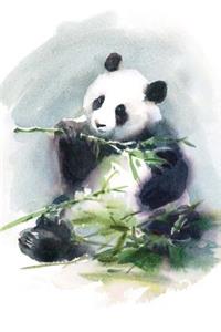 A Panda Bear Eating Bamboo Watercolor Art Journal