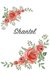 Shantel: Personalized Composition Notebook - Vintage Floral Pattern (Red Rose Blooms). College Ruled (Lined) Journal for School Notes, Diary, Journaling. Flo