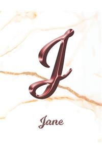 Jane: 1 Year Weekly Planner with Note Pages (12 Months) - White Marble Rose Gold Pink Effect Letter J - 2020 - 2021 - Week Planning - Monthly Appointment 