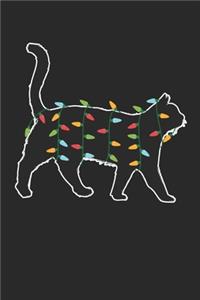 Cat with Christmas Lights - Christmas Notebook - Cat Diary - Animal Journal - Christmas Gift for Animal Lover