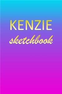 Kenzie: Sketchbook - Blank Imaginative Sketch Book Paper - Pink Blue Gold Custom Letter K Personalized Cover - Teach & Practice Drawing for Experienced & As