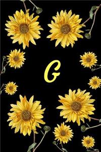 G Monogram Initial G Sunflowers Letter G Journal Notebook