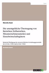 Die unentgeltliche Übertragung von Betrieben, Teilbetrieben, Mitunternehmeranteilen und Einzelwirtschaftsgütern