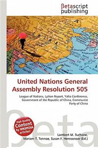United Nations General Assembly Resolution 505