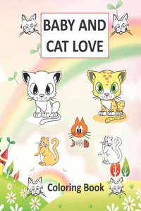 Coloring book Baby and cat love