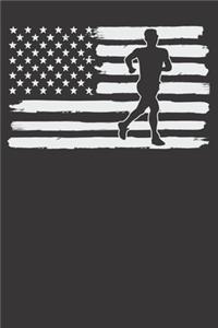 Notebook: Running Runner USA Flag America 4th Of July Murica Gift Dot Grid 6x9 120 Pages Journal