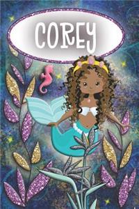 Mermaid Dreams Corey: Wide Ruled Composition Book Diary Lined Journal