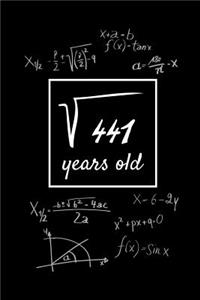 Years Old: Square Root 22th Birthday Gift for Women Men Kids Blank Journal Notebook