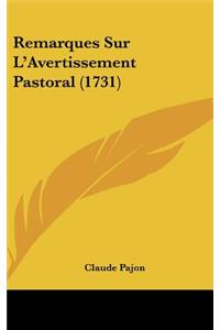 Remarques Sur L'Avertissement Pastoral (1731)