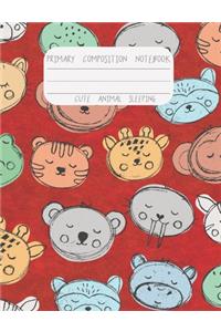 Primary Composition Notebook Cute Animal Sleeping