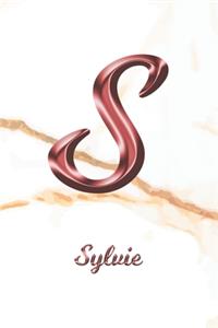 Sylvie: Journal Diary - Personalized First Name Personal Writing - Letter S White Marble Rose Gold Pink Effect Cover - Daily Diaries for Journalists & Write