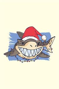 Funny shark Christmas notebook diary Journal Lined about A5 FORMAT - notepad for school and work. Christmas theme, shark, great white shark, sweet