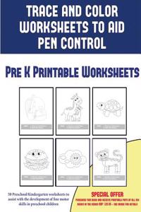 Pre K Printable Worksheets (Trace and Color Worksheets to Develop Pen Control)