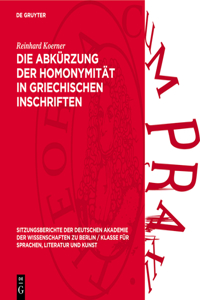 Die Abkürzung Der Homonymität in Griechischen Inschriften