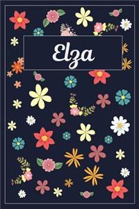 Elza: Lined Writing Notebook with Personalized Name 120 Pages 6x9 Flowers