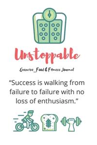 Unstoppable Exercise_Food & Fitness Journal - Made In USA - Food Journal - Gift for Women - Fitness Planner
