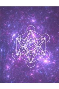 Metatron's Cube Space Shimmer 8.5 x 11 150 Pages College Ruled Journal Notebook