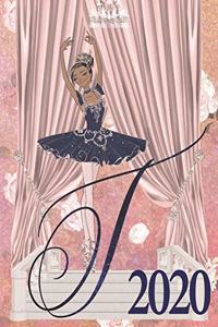 2020 Weekly Planner - Ballerina Princess Monogram Initial Letter 