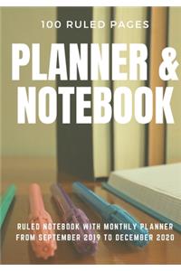 2019 to 2020 Monthly Planner and Notebook