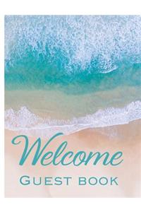 Welcome Guest Book: Vacation Home Beach Design Guest Book For Rentals