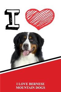 I Love Bernese Mountain Dogs: Handwriting Practice Paper for Kids Notebook with Dotted Lined Sheets for K-3 Students 120 Pages 6x9