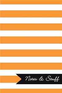 Notes & Stuff - Lined Notebook with Tangerine Striped Pattern Cover