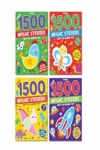 1500 Mosaic Stickers Books Pack - A Set of 4 Books Sticker Book for Kids Age 4 - 8 years