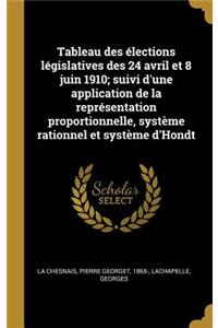 Tableau des élections législatives des 24 avril et 8 juin 1910; suivi d'une application de la représentation proportionnelle, système rationnel et système d'Hondt