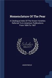 Nomenclature Of The Pear
