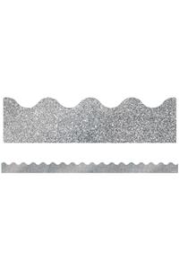 Sparkle and Shine Silver Glitter Scalloped Borders