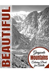 Beautiful Grayscale Mountains Adult Coloring Book