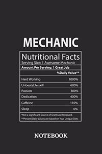 Nutritional Facts Mechanic Awesome Notebook
