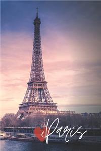 Paris Eiffel Tower Seine River Travel Lined Journal, Ruled Personal Diary Notebook for Women and Girls, Softcover Writing Notepad Gift, 120 Pages