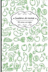 Cuaderno de recetas en blanco
