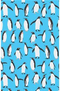 Journal Notebook Penguins in Snow Winter Pattern - Blue