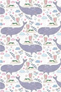 Journal Notebook For Animal Lovers Whales and Rabbits Pattern 1