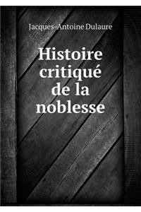 Histoire Critiqué de la Noblesse