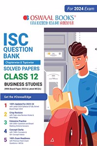 Oswaal ISC Question Bank Class 12 Business Studies Book (For 2024 Board Exams)