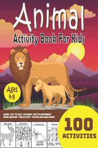 Animal Activity Book for kids ages 4-8