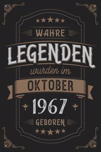 Wahre Legenden wurden im Oktober 1967 geboren: Vintage Geburtstag Notizbuch - individuelles Geschenk für Notizen, Zeichnungen und Erinnerungen - liniert mit 100 Seiten