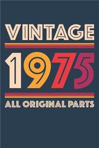 Vintage 1975 Notebook 'All Original Parts' - 44 Years Old Birthday Planner - Retro Journal for Women and Men - 44th Birthday Gift
