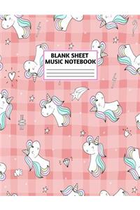 Blank Sheet Music Notebook: Cute Unicorn Matte Cover Design with 110 Pages White Paper Interior for Musician Students and Professionals Playing Piano, Ukelele, Mandolin and oth