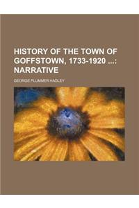 History of the Town of Goffstown, 1733-1920