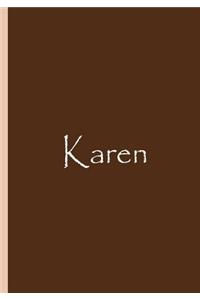 Karen - Brown Personalized Notebook / Journal / Blank Lined Pages