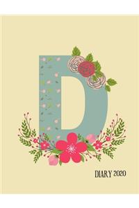 Perfect personalized initial diary Rustic Floral Initial Letter D Alphabet Lover Journal Gift For Class Notes or Inspirational Thoughts.